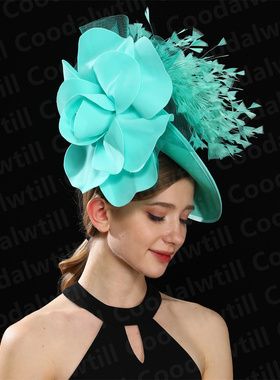 气质夸张走秀大礼帽女士舞台演出派对大花帽子fascinator hat