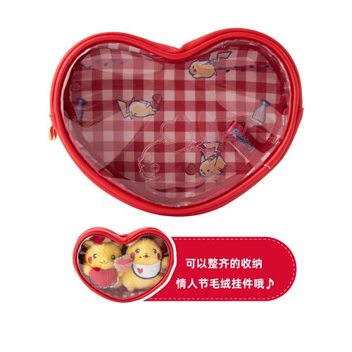 皮卡丘毛绒挂件爱心收纳包