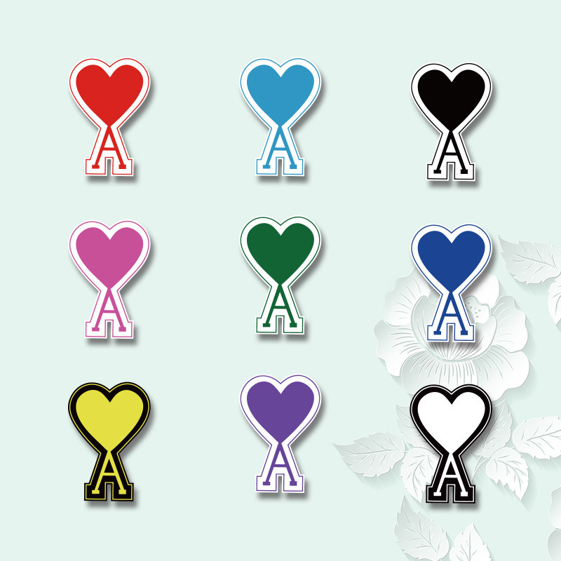 爆款ins网红简约桃心a图案小标热转印烫画柯式小图衣服贴画logo图