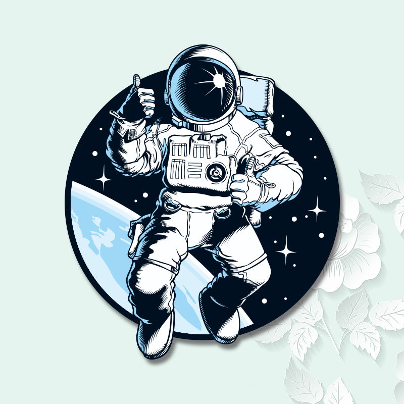 nasa手绘宇航员星球图案男装热转印烫画贴热烫贴服装辅料贴图布贴