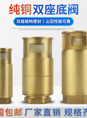 双门底阀DN40纯铜1寸1.5寸 2寸底阀油罐DN40双门止回阀铜过滤网