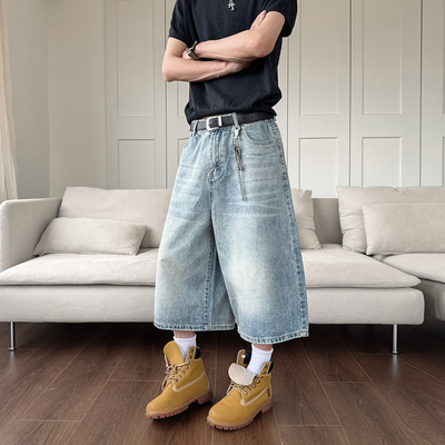 美式复古水洗牛仔短裤