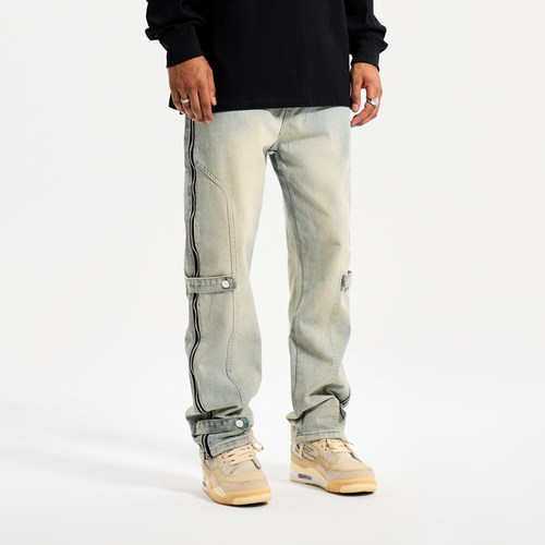 YORAINBOW秋冬拉链拼接牛仔裤