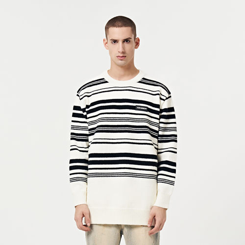 yorainbow毛衣纯棉圆领条纹