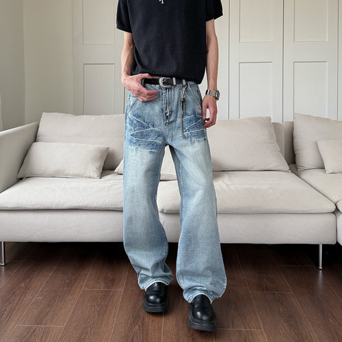 YORAINBOW美式复古设计感牛仔裤