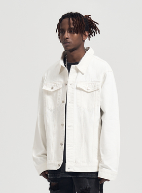 YORAINBOW 早春潮牌男款夹克外套女宽松纯棉复古白色牛仔外套情侣