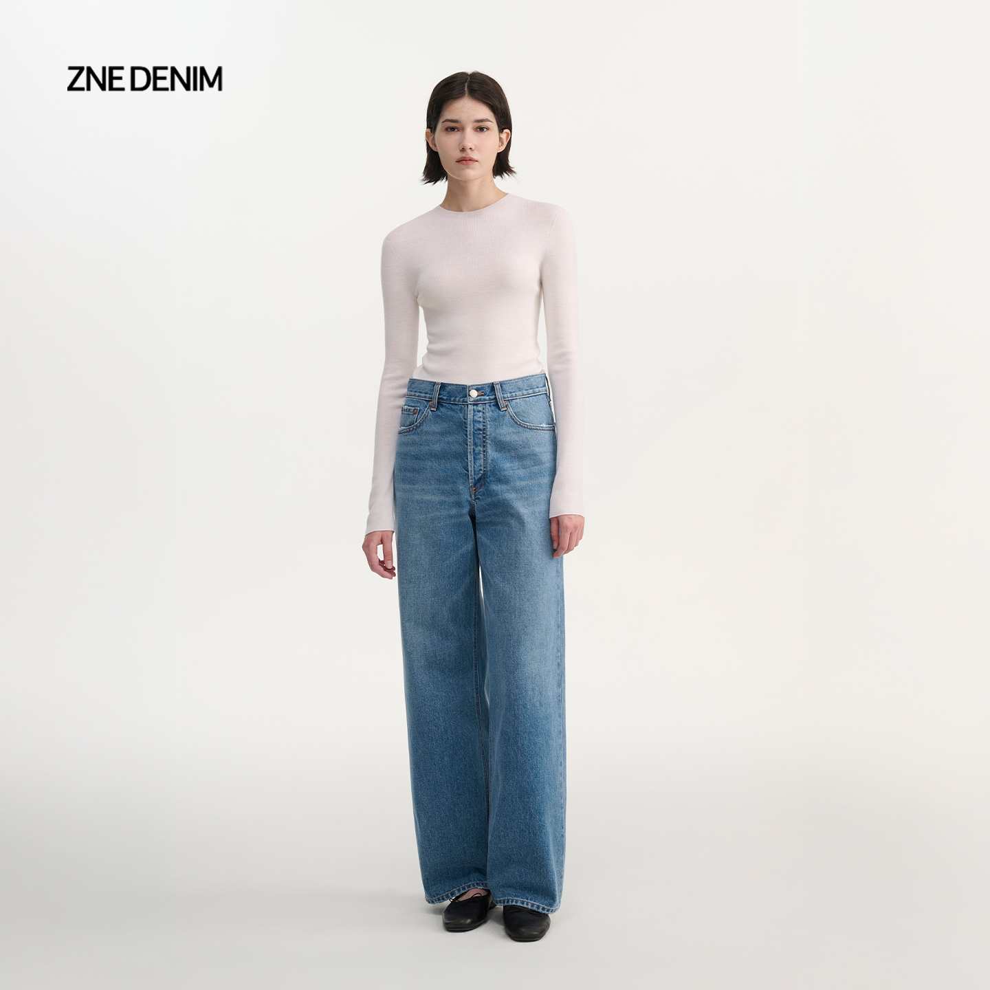 ZNEJeans经典适然全棉宽松直筒牛仔裤TCP7778