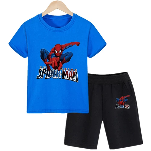 Летняя одежда, детский спортивный костюм, форма, хлопковая футболка, коллекция 2022, в западном стиле, короткий рукав, подходит для подростков, детская одежда