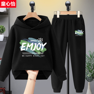 儿童连帽卫衣套装新款男童春装上衣中大童春秋薄款长裤男孩两件套