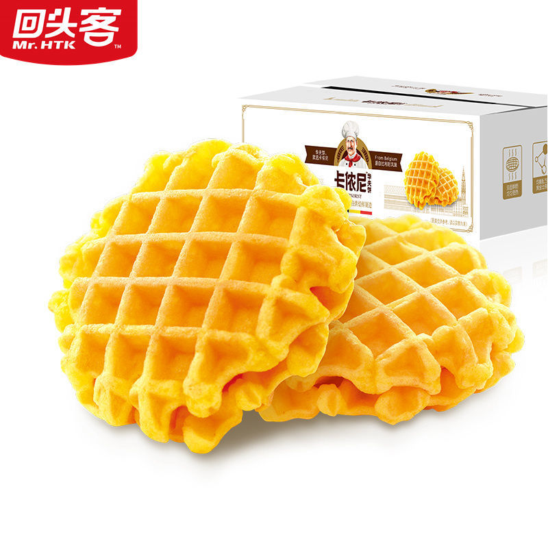 !新疆包邮西藏回头客卡侬尼华夫饼500g格子饼整箱下午茶点心面包