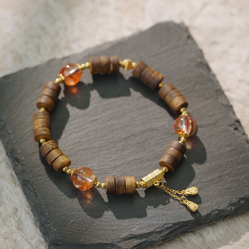 绿奇楠沉香手串红胶花/925银直角片珠7MM单圈 9分沉 7.8g XCB1011