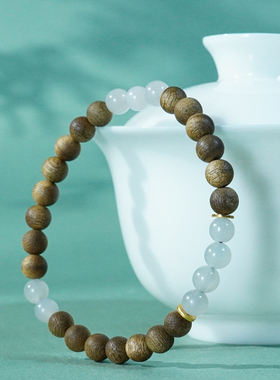 西泠 沉香手串 紫烟玉单圈6mm 9分沉 5.2g XCB1054