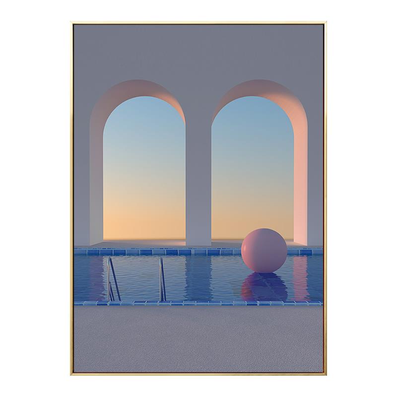 北欧建筑空间延伸玄关走廊挂画现代轻奢客厅装饰画卧室床头墙壁画图片