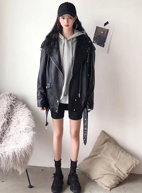 皮衣外套女2026春季新款韩版宽松休闲BF机车服oversize港风皮夹克
