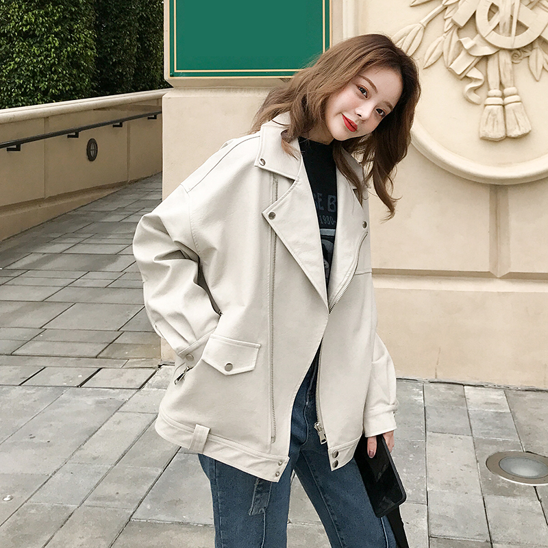 皮衣外套女中长款宽松pu皮皮夹克