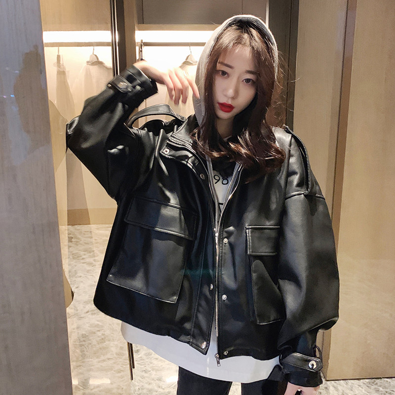 假两件皮衣外套女2026春季新款连帽休闲短款小个子机车服PU皮夹克