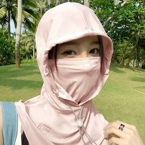 新款防晒面罩帽子一体夏季透气遮阳帽户外开车防紫外线遮脸冰丝帽
