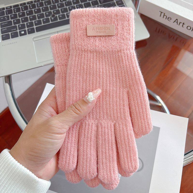 新款秋冬百搭简约毛线针织手套