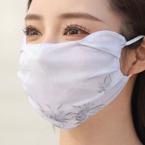 新款防晒口罩女夏天薄款透气户外高颜值蕾丝印花网纱双层面罩