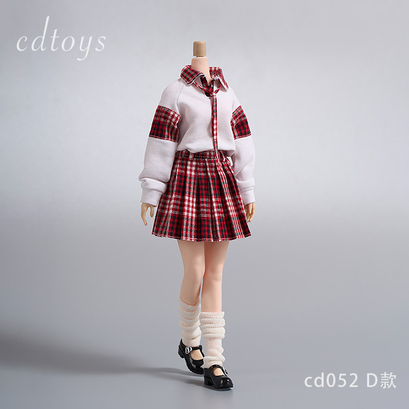 接单cdtoys cd052 1/6女兵人学生服 制服短裙套装 适合包胶素体