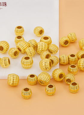 足金999灯笼金珠 3D硬金小金珠转运珠diy黄金散珠手链隔珠手串珠