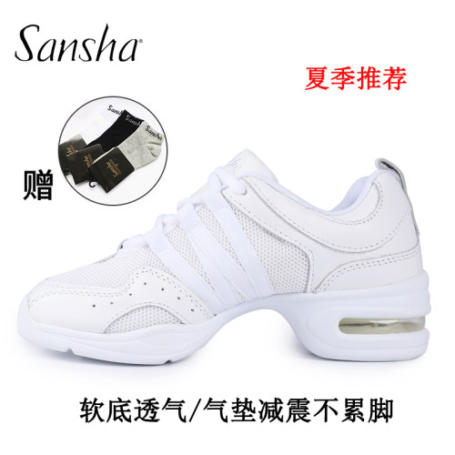 三沙网面透气广场舞鞋女白色舞鞋