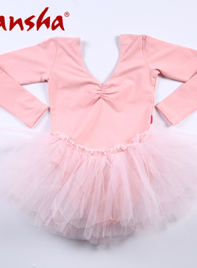 新款Sansha三沙儿童芭蕾舞蹈服 TUTU裙蓬蓬裙 秋冬长袖连体练功服