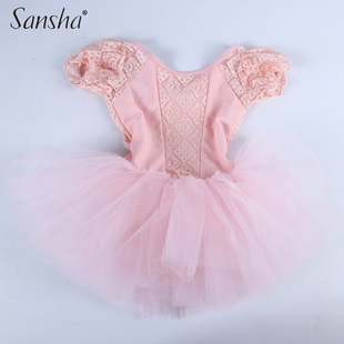 法国三沙儿童芭蕾舞蹈服公主蓬蓬裙网纱蕾丝练功裙演出裙 Sansha