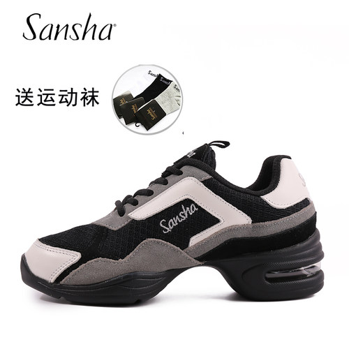 Sansha反绒皮网面运动现代舞蹈鞋