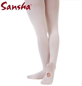 Sansha-Tights正品法国三沙舞蹈鞋舞蹈袜子芭蕾大袜连脚带洞T90
