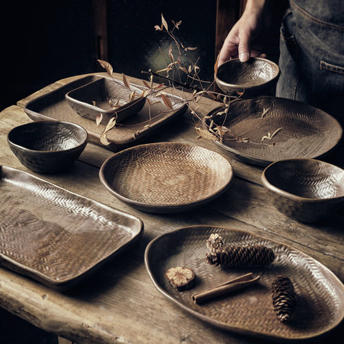 粗陶艺术风手工小菜碟窑变餐具