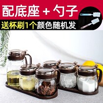 装盐油盐酱醋佐料瓶调味罐防漏厨房玻璃一体式家用调料盒套装组合