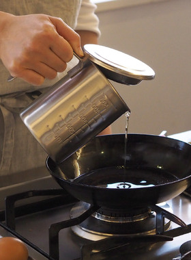 Conte日本制304不锈钢油壶油罐厨房家用带盖干净不滴流大号油容器