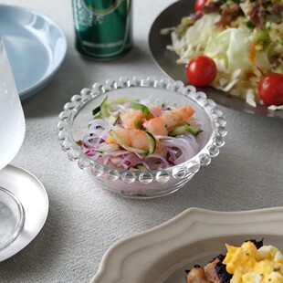 仿若水晶项链般可爱 日本制圆珠边沿玻璃碗酸奶碗燕麦碗水果小碗