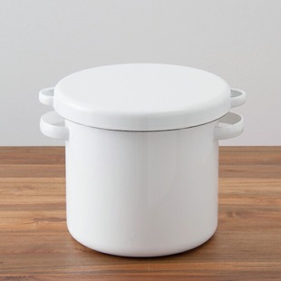 直火可用｜日本制野田珐琅带盖深型圆桶搪瓷储藏罐五谷杂粮密封罐