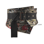 东方风格 传统龙纹图案女士百搭束腰腰封松紧复古提花宽腰带轻奢