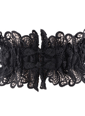 春夏腰封外搭女士蕾丝复古衬衫连衣裙装饰时尚束腰松紧宽腰带黑色