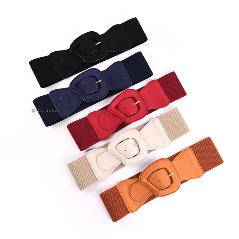 秋冬女丝绒扣头仿皮百搭装饰腰带