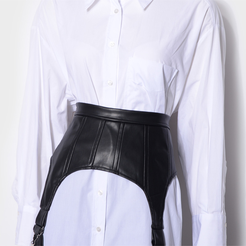 欧美时尚复古性感舞台表演女士装饰束腰仿皮宽腰封衬衫连衣裙腰带