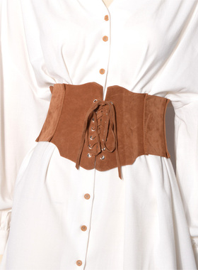 欧美复古宫廷式女士搭配衬衫连衣裙束腰系带式宽腰封时尚束腰腰带