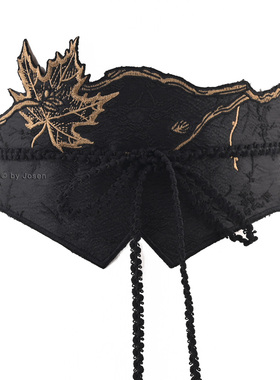 改良汉服新中式中国风女士系带式腰带刺绣枫叶复古小众百搭腰封