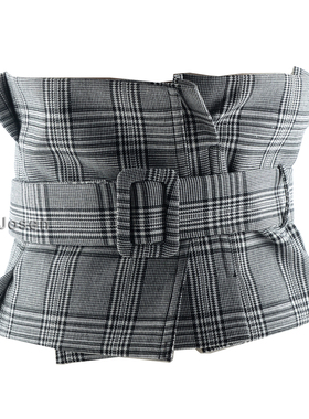 外搭百搭韩版新款时尚布料女士衬衫装饰宽腰封青年格纹腰带