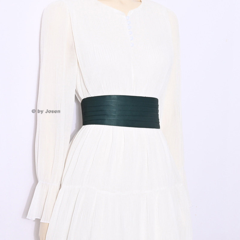 ins韩版复古优雅缎面装饰布面仿皮女士束腰松紧腰封外搭束腰带