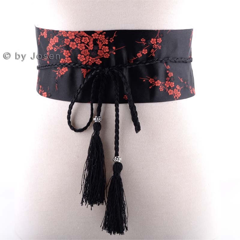 特价清货日本和服梅花刺绣图案双圈绑带改良汉服女搭配宽腰封腰带