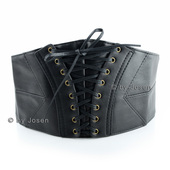 JOSEN BELT日系洛丽塔可爱森女束腰装 饰宽腰封简洁复古弹性腰带黑