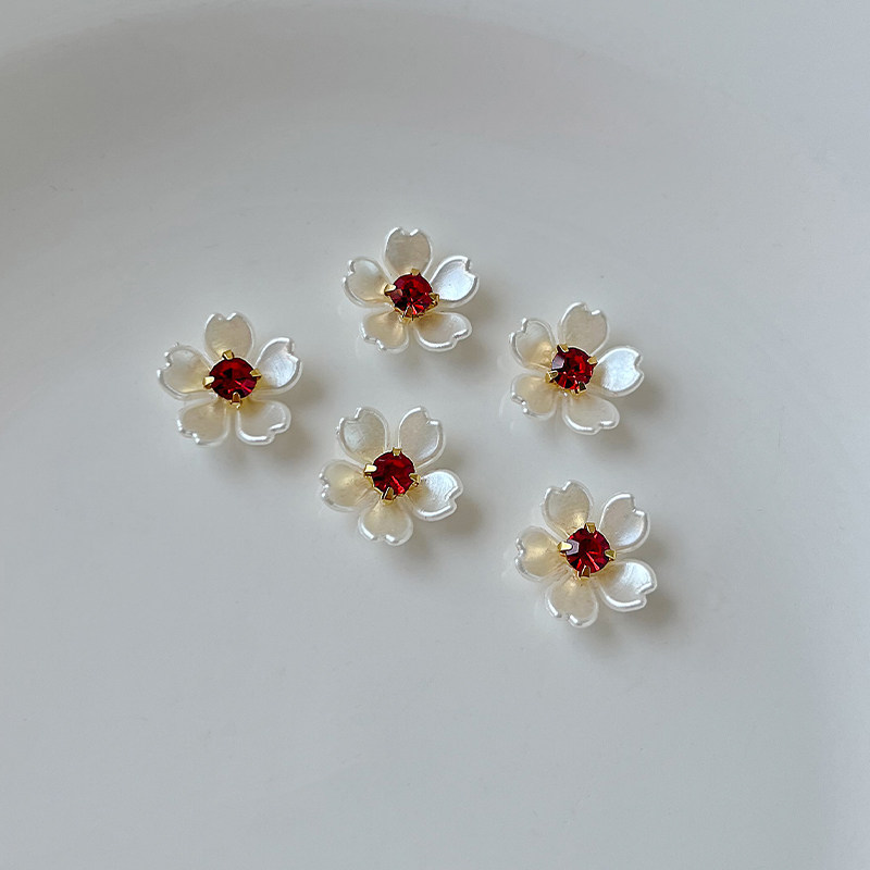 仿珍珠红钻小花朵古风发饰材料