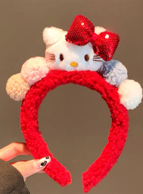 超可爱蝴蝶结猫咪毛绒发箍