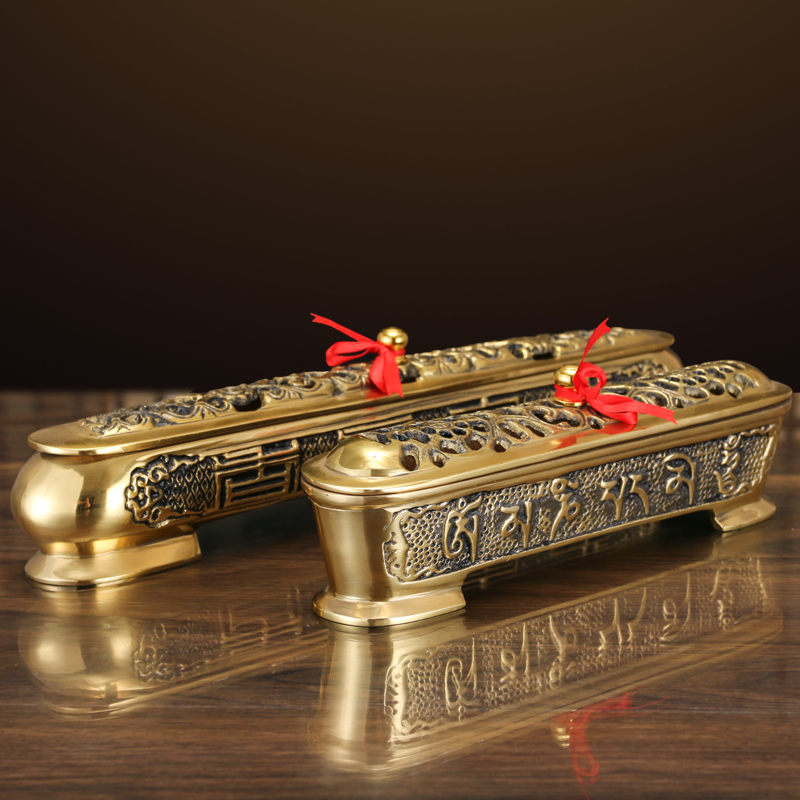 铜卧香炉纯黄铜卧炉家戒定真香佛堂供奉佛前线香盒卧炉室内复古佛