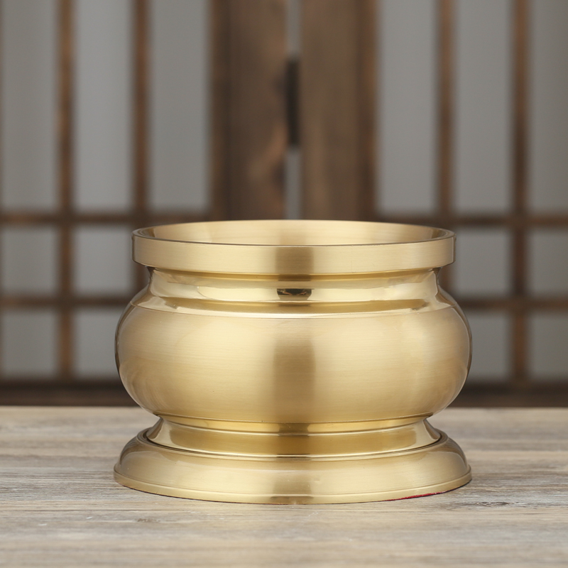 纯铜香炉家用室内供佛大号素面铜香炉上香插香鼎炉寺庙烧香全铜