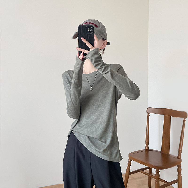 长袖简约常规圆领桑蚕丝女士打底